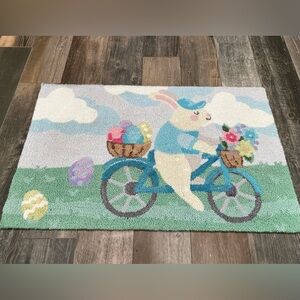 loloi Bunny bike Rug 20 X 32 Welcome Mat easter bunny Rabbit NWT